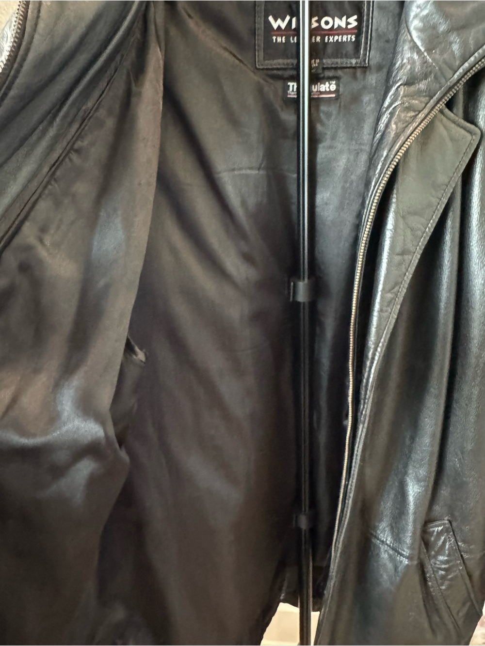 Wilson's Leather Vintage Black Genuine Leather Car / Trench Coat - Large - Picture 7 of 16